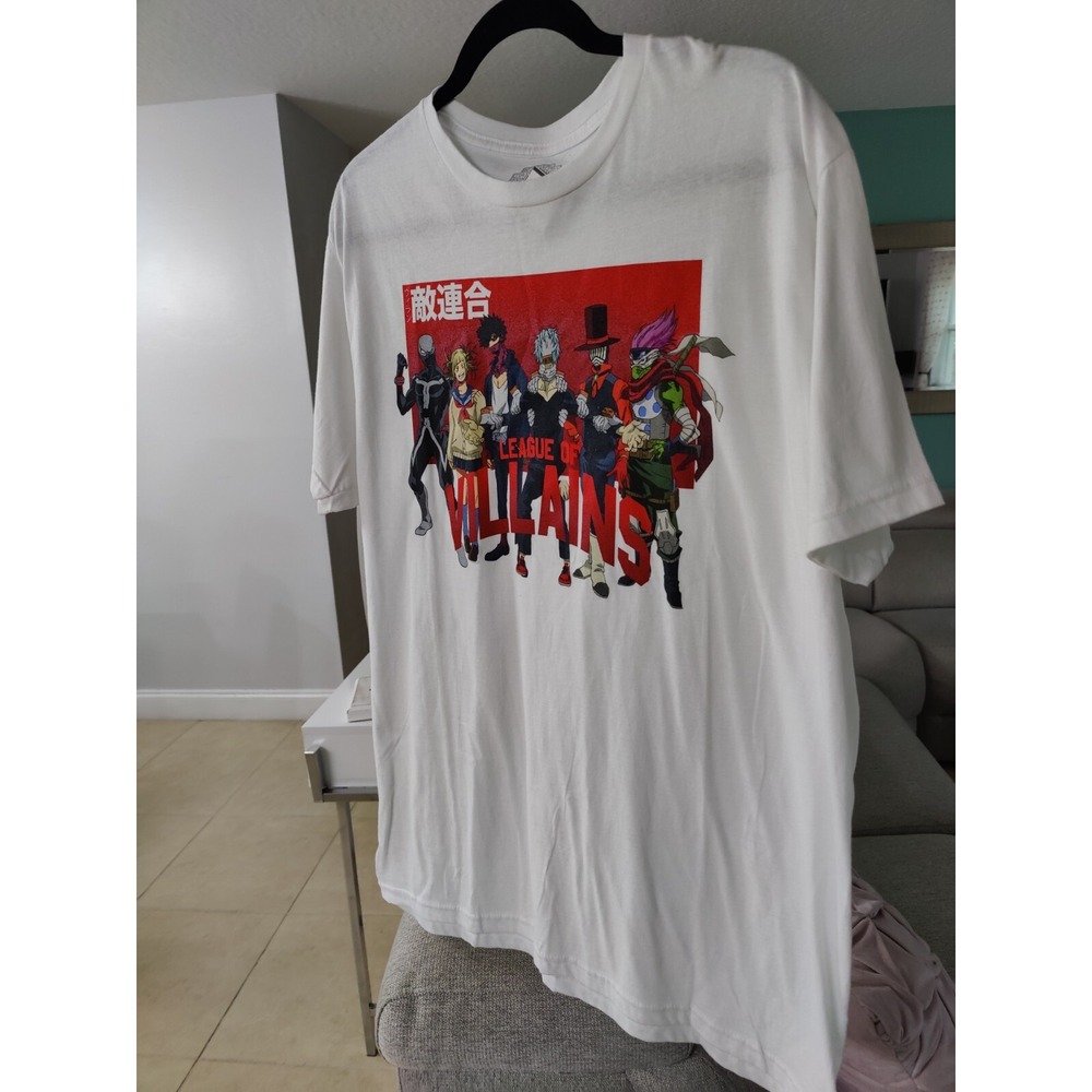 My Hero Academia League Of Villains T-Shirt Men Large Short Sleeve Graphic White